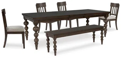 Ashley Veramond Dining Table And 4 Chairs Bench In Dark Brown