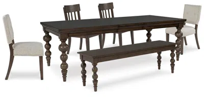 Ashley Veramond Dining Table And 4 Chairs Bench In Dark Brown