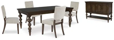 Ashley Veramond Dining Table And 4 Chairs With Storage In Dark Brown