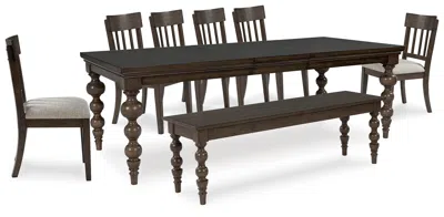Ashley Veramond Dining Table And 6 Chairs Bench In Dark Brown