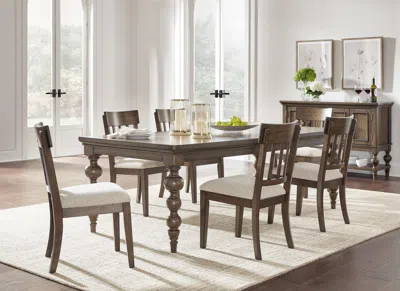 Ashley Veramond Dining Table And 6 Chairs With Storage In Dark Brown