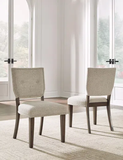 Ashley Veramond Upholstered Dining Chair (set Of 2) In Gray/dark Brown