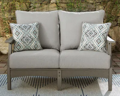 Ashley Visola Outdoor Loveseat In Gray
