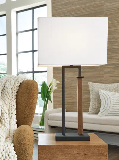 Ashley Voslen Table Lamp In Black/brown