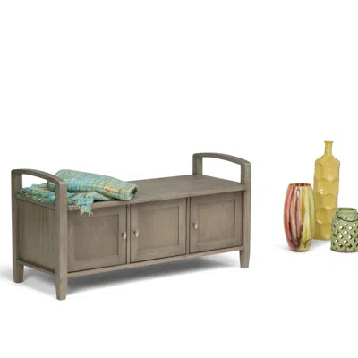 Ashley Warm Shaker Solid Wood 44 Inch Wide Transitional Entryway Storage Bench In Distressed Grey In Distressed Gray