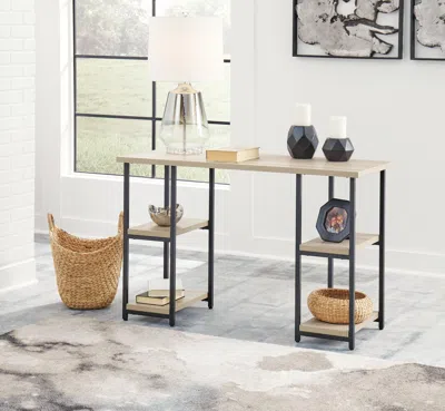 Ashley Waylowe 48" Double-shelf Pedestal Home Office Desk In Natural/black