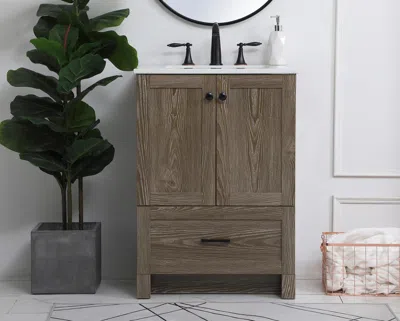 Ashley Weathered 24" Single Bathroom Vanity Set In Weathered Oak