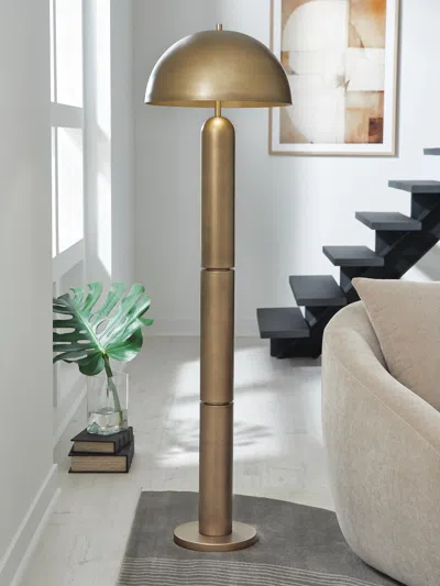 Ashley Wendfield Floor Lamp In Antique Gold Finish