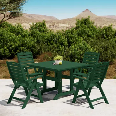 Ashley Westin Furniture Laguna Outdoor Square Dining Table And 4 Chairs In Dark Green