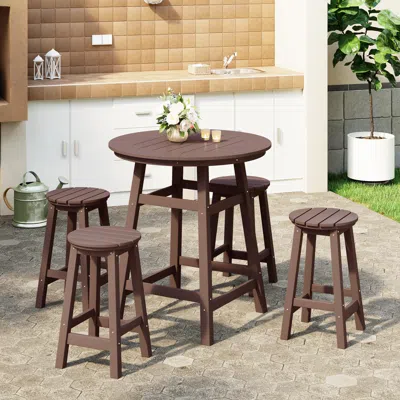 Ashley Westin Furniture Otto Outdoor Bar Table And 4 Stools In Dark Brown