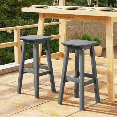Ashley Westin Furniture Otto Outdoor Square Bar Stool (set Of 2) In Gray
