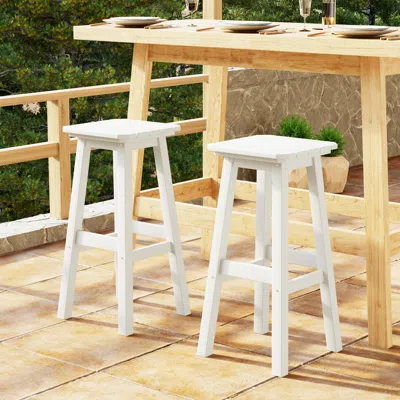 Ashley Westin Furniture Otto Outdoor Square Bar Stool (set Of 2) In White