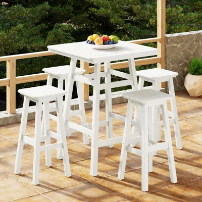 Ashley Westin Furniture Otto Outdoor Square Bar Table And 4 Stools In White