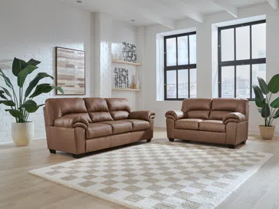 Ashley Whitlock Sofa And Loveseat In Caramel