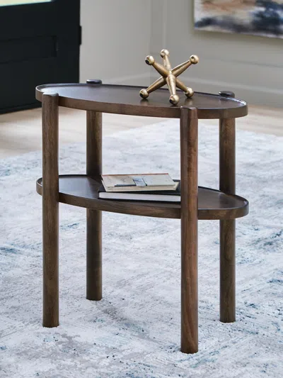 Ashley Wiattbury Accent Table In Gray Brown