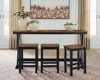 Ashley Wildenauer Counter Height Dining Table And 3 Barstools Set In Brown/black