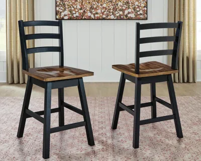 Ashley Wildenauer Counter Height Swivel Barstool In Brown/black