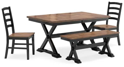 Ashley Wildenauer Dining Table And 2 Chairs Bench In Brown/black