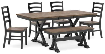 Ashley Wildenauer Dining Table And 4 Chairs Bench In Brown/black