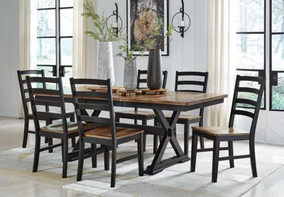 Ashley Wildenauer Dining Table And 6 Chairs In Brown/black