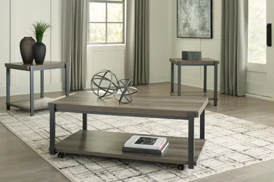 Ashley Wilmaden Table (set Of 3) In Gray/black