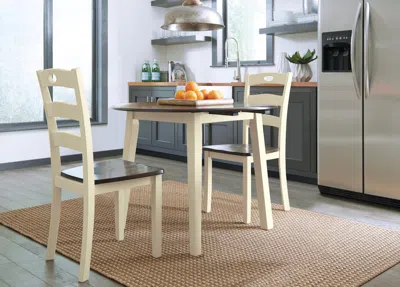 Ashley Woodanville Dining Table And 2 Chairs In Cream/brown