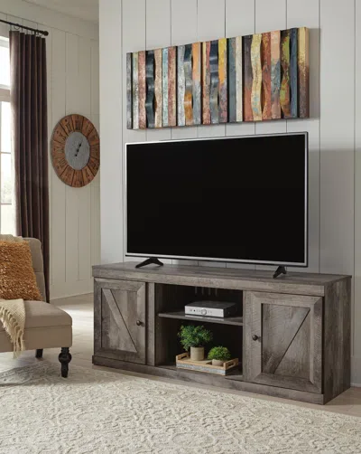 Ashley Wynnlow 2 Door 60" Tv Stand With Open Center Shelving In Gray