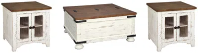 Ashley Wystfield Coffee Table With 2 End Tables In White/brown