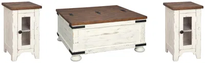 Ashley Wystfield Coffee Table With 2 End Tables In White/brown