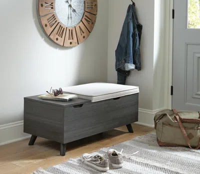 Ashley Yarlow Storage Bench With 2 Hidden Compartments In Linen/gray