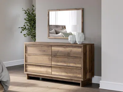 Ashley Zadilyn 6 Drawer Dresser And Mirror In Brown