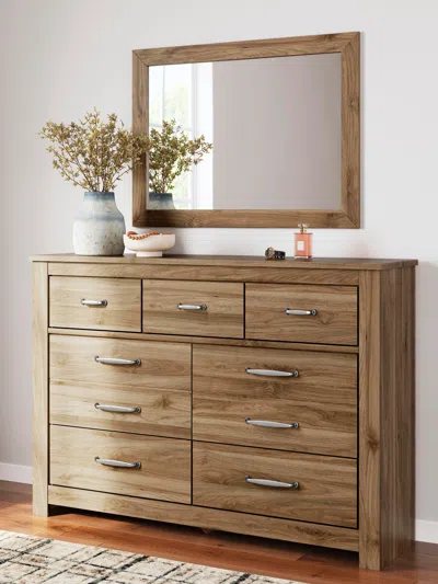 Ashley Zanbrook 7 Drawer Dresser And Mirror In Brown