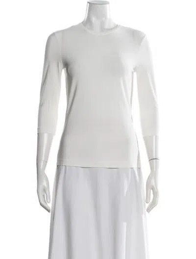 Pre-owned Ashlyn Crew Neck Three-quarter Sleeve Top In White