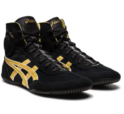 Pre-owned Asics Dan Gable Evo 3  Wrestling Shoes Black X Gold Us8-12.5 All Size From Jp