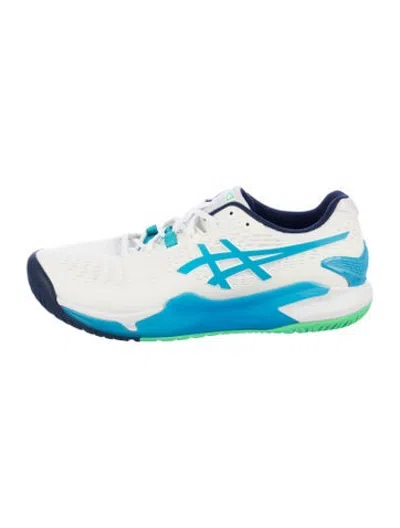 Pre-owned Asics Nylon Colorblock Pattern Athletic Sneakers In Blue