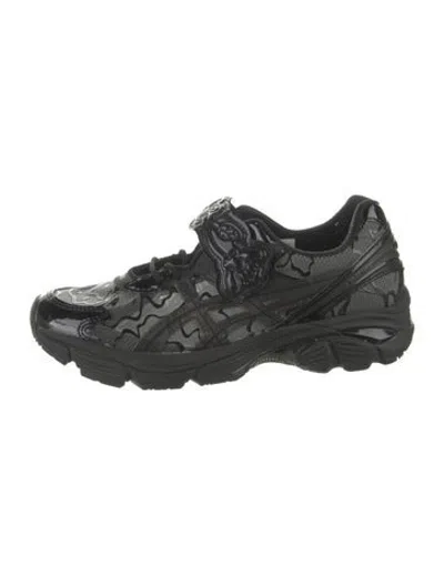 Pre-owned Asics Patent Leather Graphic Print Sneakers In Black