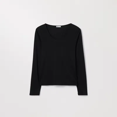 Asket The Long Sleeve Scoop Neck Top Black