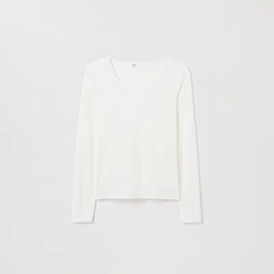 Asket The Long Sleeve Scoop Neck Top Off White