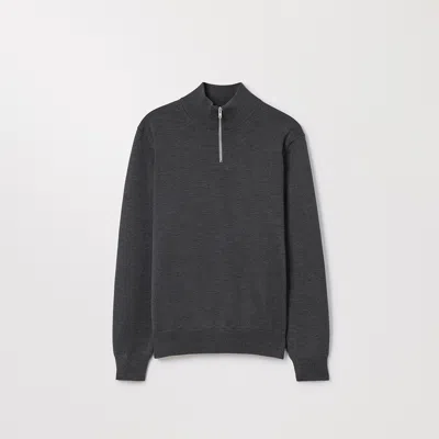 Asket The Merino Half Zip Sweater Charcoal Melange