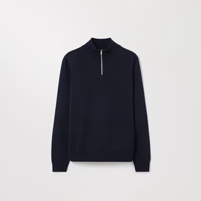 Asket The Merino Half Zip Sweater Dark Navy