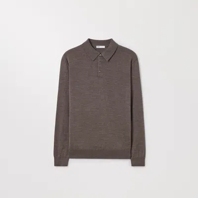 Asket The Merino Wool Polo Brown Melange