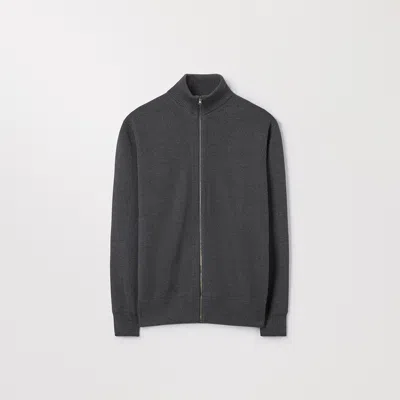 Asket The Merino Zip Cardigan Charcoal Melange