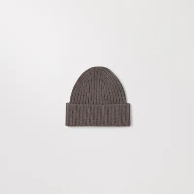 Asket The Ribbed Wool Beanie Brown Melange