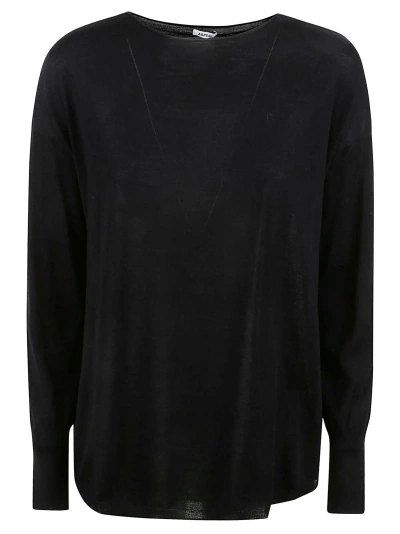 Aspesi Crewneck Fine-knit Jumper In Black