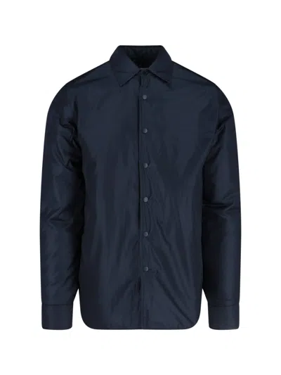Aspesi Men's Padded Button-front Overshirt Jacket In Blue