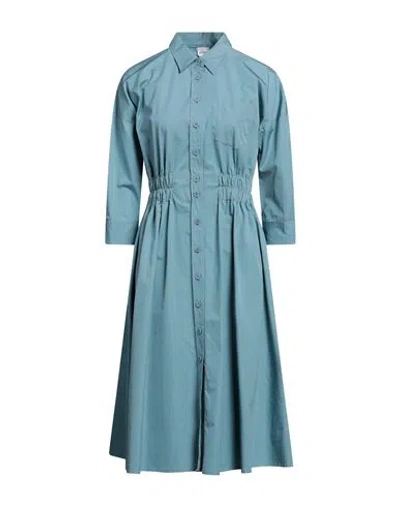 Aspesi Woman Midi Dress Pastel Blue Size 4 Cotton