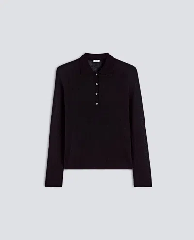 Aspesi Wool And Cashmere Blend Polo Shirt - Black