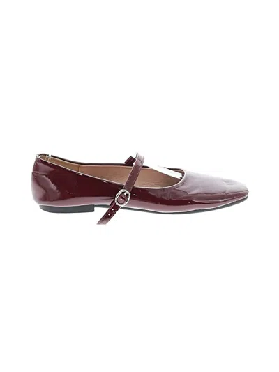 Pre-owned Assorted Brands Flats In Burgundy