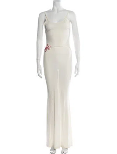 Pre-owned Asta Resort Printed Long Dress In Neutrals