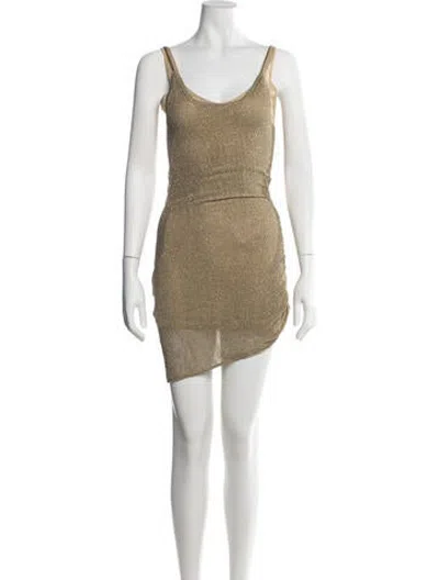 Pre-owned Asta Resort Scoop Neck Mini Dress W/ Tags In Gold/yellow